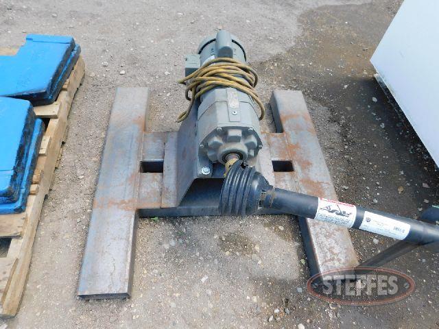 Electric PTO, 3/4 hp., 45:1 reduction, mounted on steel frame w/fork pockets